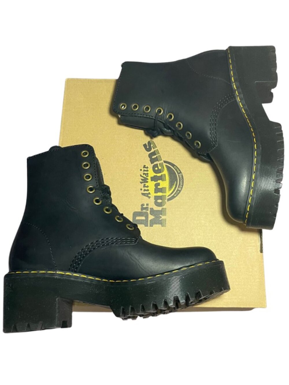 Dr Martens Shriver Hi Black Leather Boots Size US 5